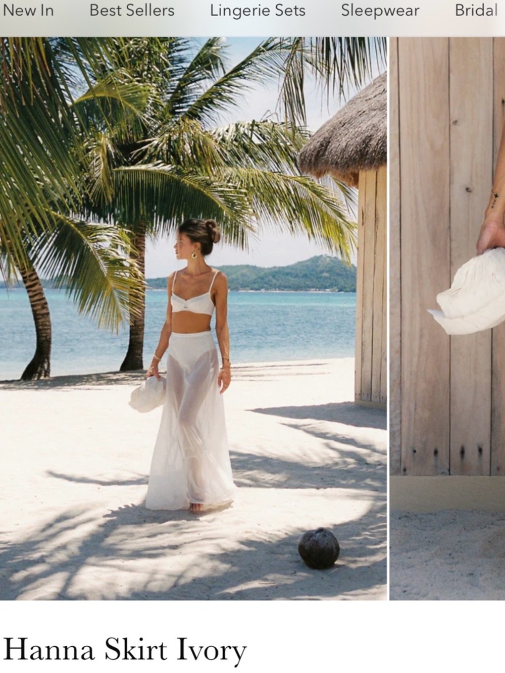 Kat The Label-Ivory Hanna Sheer Swim Coverup Skirt